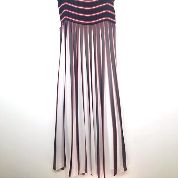 W by Worth Black White Red Vertical Flowy Stripe Maxi Tank Statement Dress - Picture 11 of 16
